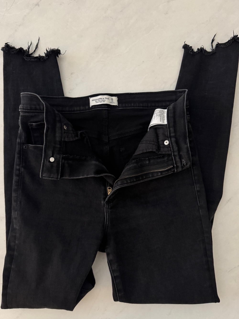 Abercrombie & Fitch Black Skinny Jeans with Frayed Hem